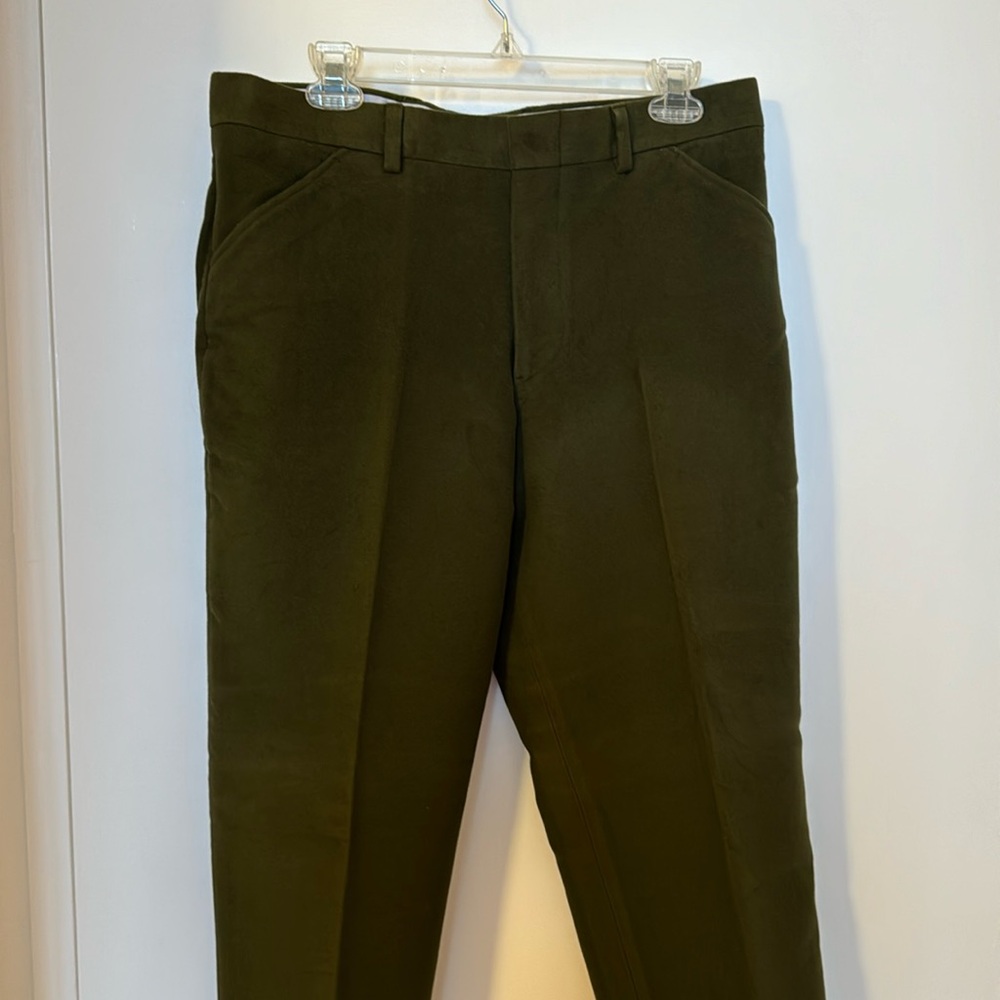 Kevin’s olive green felt pants